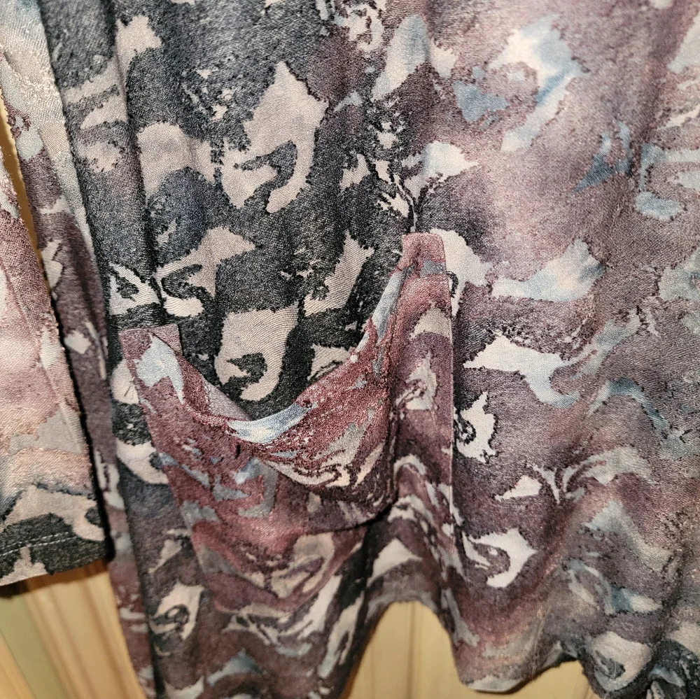 NWOT LOGO Lori Goldstein 3X jacquard tie dye neutral color shirt with pockets - Picture 5 of 7
